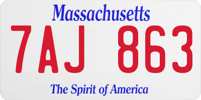 MA license plate 7AJ863