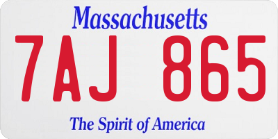 MA license plate 7AJ865
