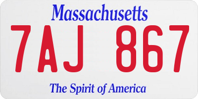 MA license plate 7AJ867