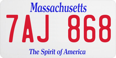 MA license plate 7AJ868