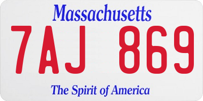 MA license plate 7AJ869
