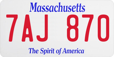 MA license plate 7AJ870