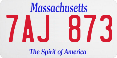 MA license plate 7AJ873