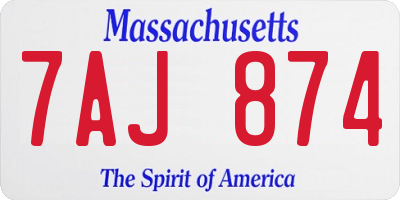 MA license plate 7AJ874
