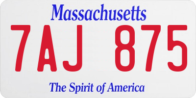 MA license plate 7AJ875