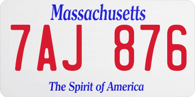 MA license plate 7AJ876