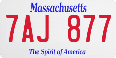 MA license plate 7AJ877