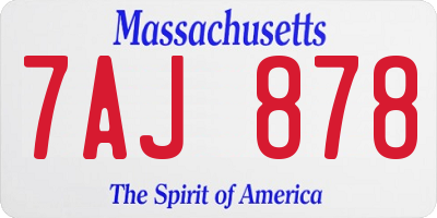 MA license plate 7AJ878