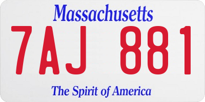 MA license plate 7AJ881