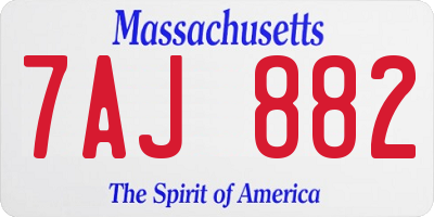 MA license plate 7AJ882