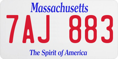 MA license plate 7AJ883