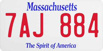 MA license plate 7AJ884