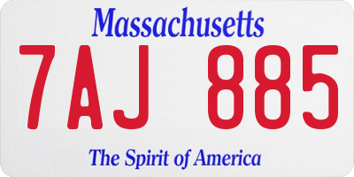 MA license plate 7AJ885
