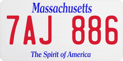 MA license plate 7AJ886