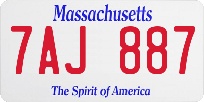 MA license plate 7AJ887