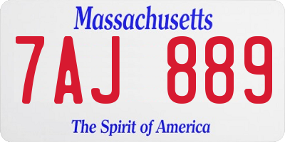 MA license plate 7AJ889