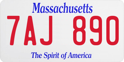 MA license plate 7AJ890