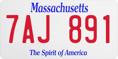 MA license plate 7AJ891