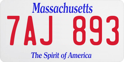 MA license plate 7AJ893