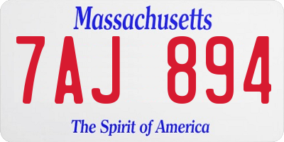 MA license plate 7AJ894