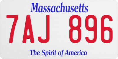 MA license plate 7AJ896