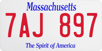 MA license plate 7AJ897