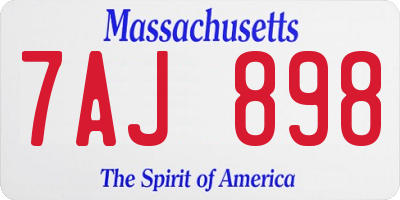 MA license plate 7AJ898