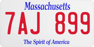 MA license plate 7AJ899