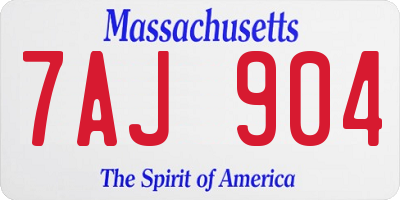 MA license plate 7AJ904