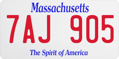MA license plate 7AJ905