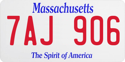 MA license plate 7AJ906