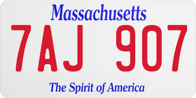MA license plate 7AJ907