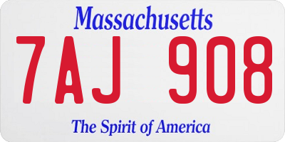 MA license plate 7AJ908