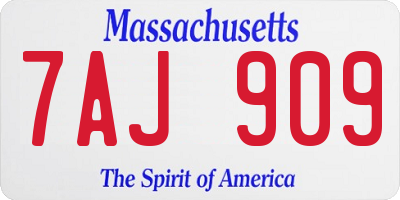 MA license plate 7AJ909