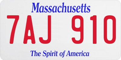 MA license plate 7AJ910