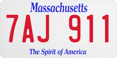 MA license plate 7AJ911