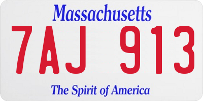 MA license plate 7AJ913