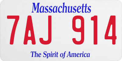 MA license plate 7AJ914