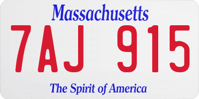 MA license plate 7AJ915
