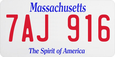 MA license plate 7AJ916