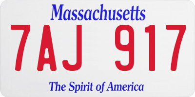 MA license plate 7AJ917