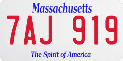 MA license plate 7AJ919