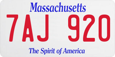 MA license plate 7AJ920