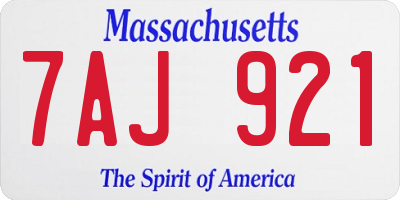 MA license plate 7AJ921