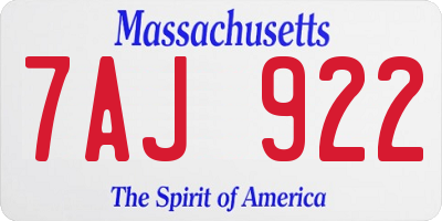 MA license plate 7AJ922