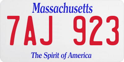 MA license plate 7AJ923