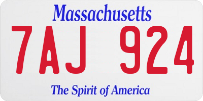 MA license plate 7AJ924