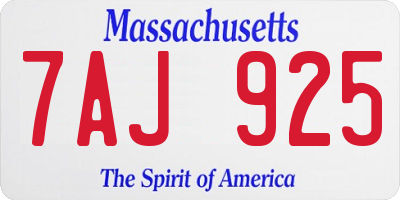 MA license plate 7AJ925
