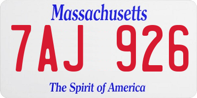 MA license plate 7AJ926