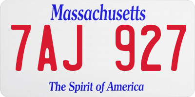 MA license plate 7AJ927